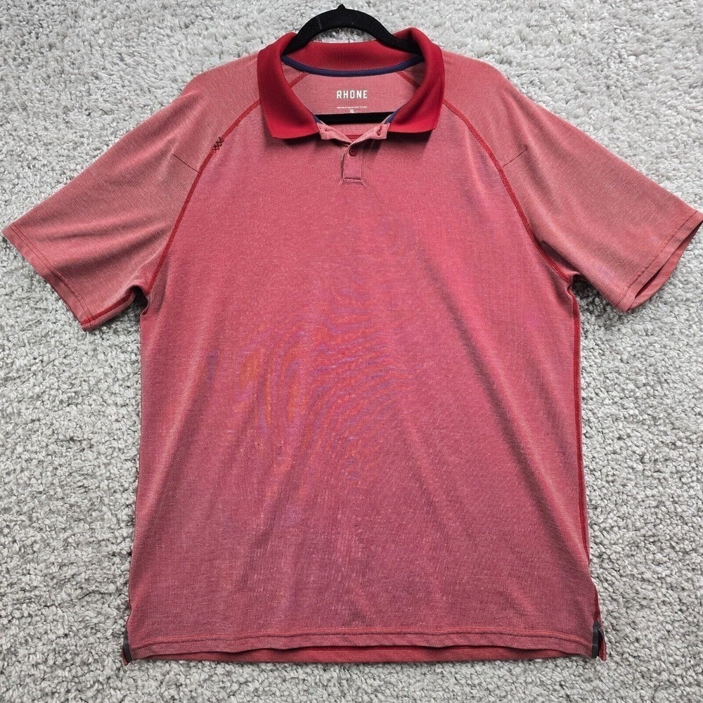 Rhone Mens Polo Shirt Red Performance Stretch Short Sleeve Size XL Golf